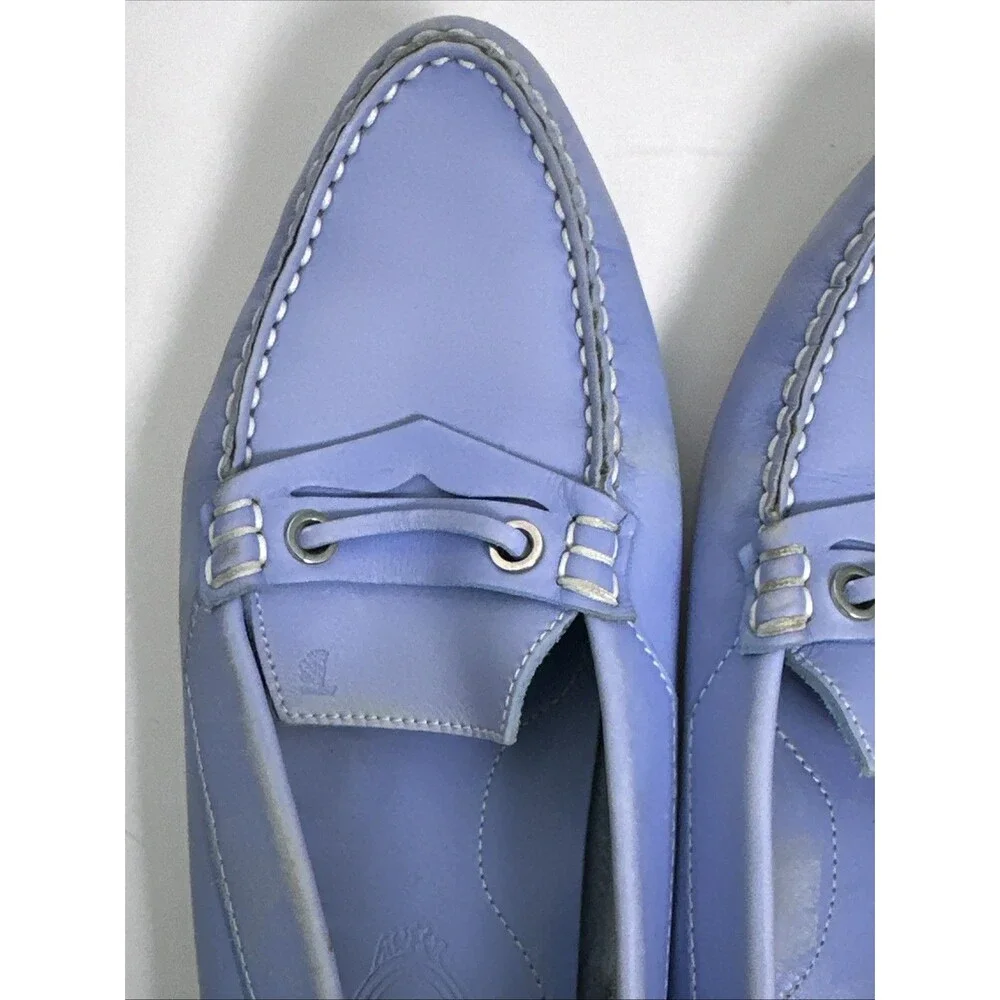 Tod’s light blue leather penny loafers Contrast Stitching Women’s Sz 9 Non Slip